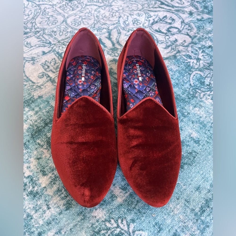 Birdies The Heron Red Velvet Flats - 8